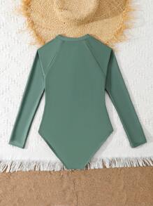 SHEIN 1pc Tween Girl Minimalist Fashion Casual One-Piece Swimsuit Everyday Wear