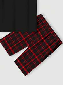 Tween Boy's Cartoon Bear Pattern Casual Minimalist Snug Fit Short Sleeve & Shorts Pajama Set, Comfortable For Spring/Summer - Multicolor - View 3