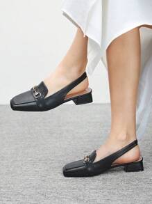 CUCCOO BIZCHIC CUCCOO Fashionable Versatile Metal Decor Flat Slip-On Shoes - Black - View 1