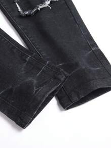 Manfinity LEGND Men's Casual Jeans With Pockets And Frayed Hem, Design - Black - View 7