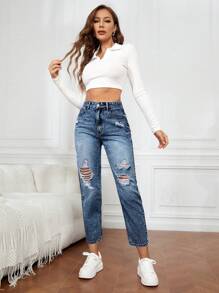 SHEIN EZwear Jean mom déchiré