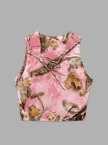 SHEIN Plus Slogan Graphic Crop Tank Top Block His Number & Let Little Ugly Have Him Graphic Tees Women Tops - Pink - View 2