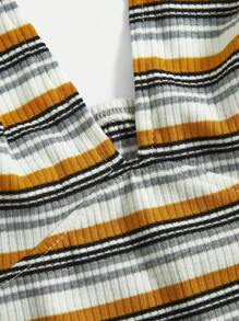 SHEIN EZwear Top sans manches à encolure en ras-du-cou rayé pour grandes tailles - Multicolore - Voir 3