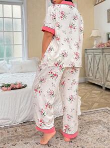 CottageSlumber Conjunto de ropa de dormir floral arrugada de talla grande