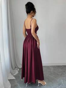 Elenzga Strapless Tie-Back Burgundy A-Line Dress, Elegant & Romantic