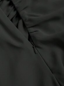 Sweetra 女式新款 V 形下摆荷叶边抽绳腰部分层半身裙，复古风格，酒红色，春夏，适合情人节、派对、波西米亚风 - 黑色 - 查看 6