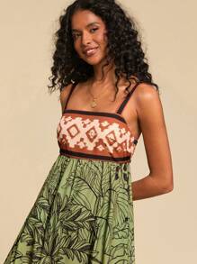 Travachic 女式梭织印花无袖连衣裙、茶会连衣裙、女式夏季连衣裙、女式图案印花夏季服装、女式度假服装、波西米亚风时尚服装、女式沙滩服装、女式休闲飘逸太阳裙、波西米亚风女装、女式热带服装 - 彩色 - 查看 6