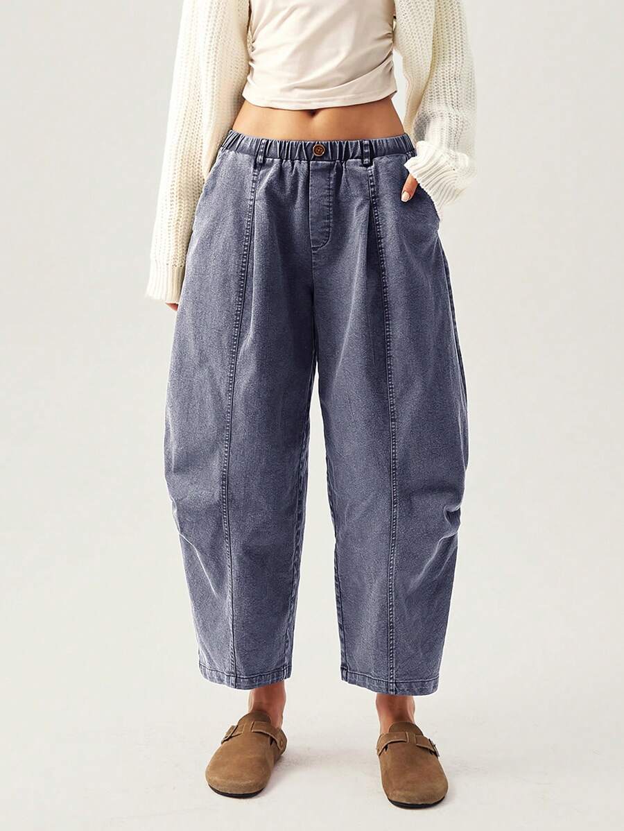 Bohemela Pantalones casuales holgados de mujer para vacaciones, estilo minimalista - Azul - Ver 1