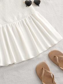 Breezaya Plus Size Women Solid Color Ruffle Hem Camisole Top - White - View 3