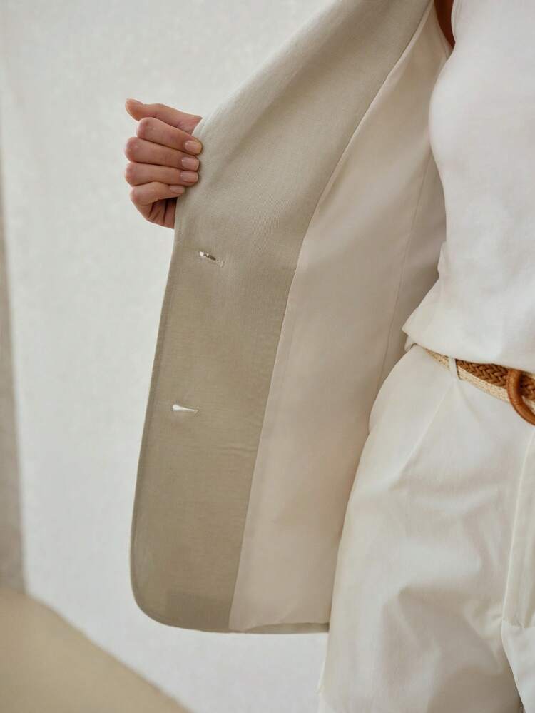 LINEN BELTED LIGHTWEIGHT BLAZER,BUSINESS CASUAL WOMAN