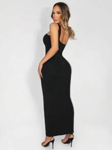 Zolique Women Sexy Backless Sleeveless Bodycon Dress - Black - View 2