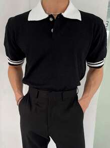 DAZY Men's Summer Contrast Collar Knit Sweater,Back To School Clothes