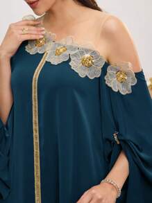 Al Najma Tunik Panjang Turki & Jubah Panjang Tradisional Arab (Kaftan Jalabiya) - Teal Blue - View 7