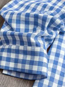 EMERY ROSE Red Plaid 3/4 Sleeve Mid-Length Shirt - Multicolor - View 4