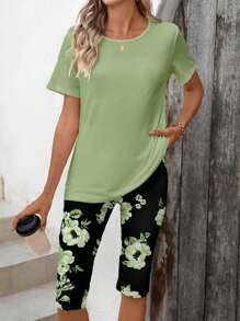 EMERY ROSE 2pcs/Set Women Casual Minimalist Outfit, Suitable For Summer Suitable For Going Out - Multicolor - View 1