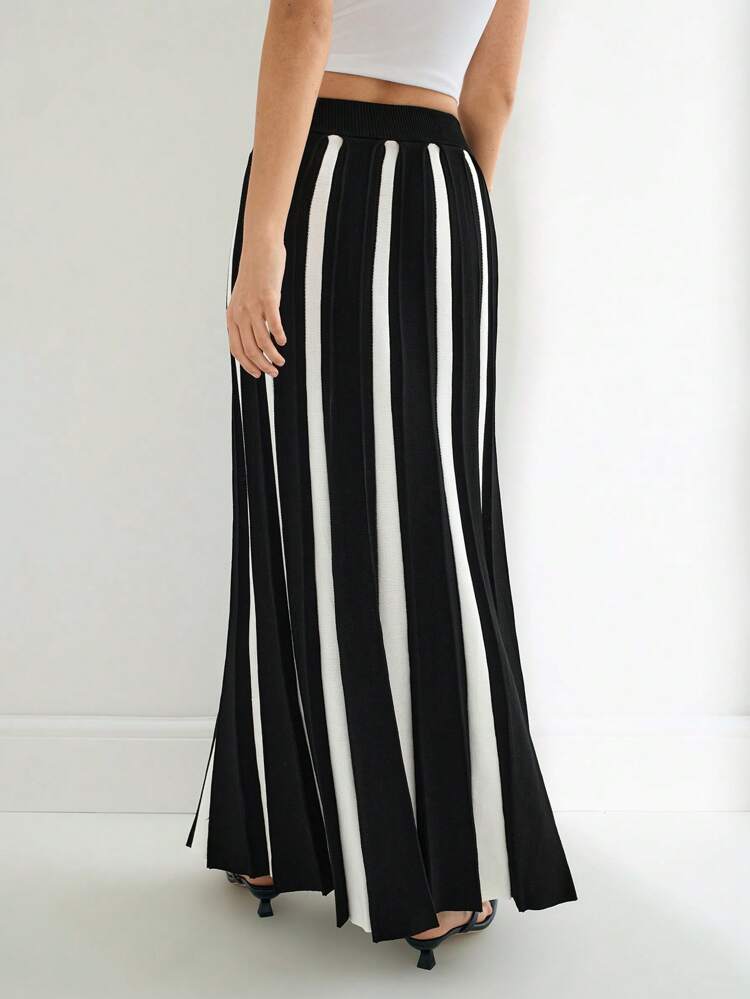 SHEIN Maija Women Striped Long Casual Knit Skirt