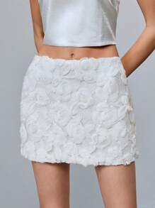 Aveloria 花卉3D印花休闲迷你裙，简约时尚，适合夏季