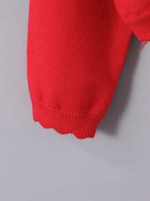 SHEIN Elladie kids 年轻女孩纯色开衫，适合夏季的简约风格 - 紅色 - 查看 3