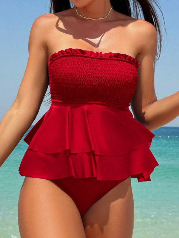 Swim Mod Conjunto de ropa de verano para mujer para la playa, top tipo tirantes y conjunto de bikini