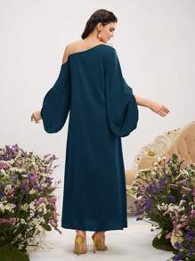 Al Najma Tunik Panjang Turki & Jubah Panjang Tradisional Arab (Kaftan Jalabiya) - Teal Blue - View 4