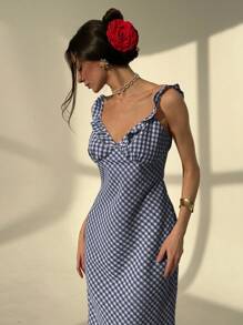 Aloruh Váy không tay họa tiết kẻ caro thanh lịch dành cho nữ, mùa hè - Nhiều màu - Xem 1