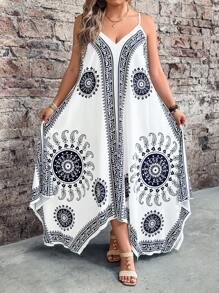 Breezaya Plus Size V-Neck Sleeveless Floral Print Dress