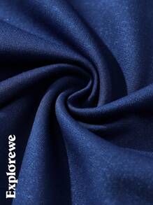 2pcs/Set Teenage Girls Fashion Long Sleeve Hoodie Sweatshirt And Sports Shorts Set, Autumn - Blue - View 3