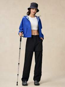 OutZeal Pantalón impermeable y resistente al desgarro de nailon para senderismo 3 en 1, con cintura ajustable, tiro alto, bolsillo con cremallera, longitud completa y bermudas