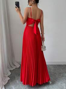 Elenzga Vestido elegante y sexy de unicolor con tirantes y espalda descubierta para mujeres