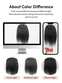 ZERO-NET Postizo para mujeres de 10 pulgadas, 100% cabello humano real con flequillo, base de seda de 13x13cm con cabelludo falso, color negro natural, postizo para mujeres con cabello ralo y canas - SNatural - Ver 9
