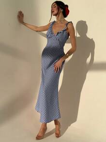 Aloruh Váy không tay họa tiết kẻ caro thanh lịch dành cho nữ, mùa hè - Nhiều màu - Xem 6