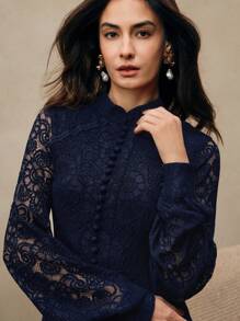 Anewsta Elegant,Spring Women's Long Sleeve Lace Burgundy Dress Maxi Women Outfit