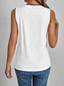 EMERY ROSE Plus Size Casual Minimalist Deer Spotted Animal Print Round Neck Tank Top, Suitable For Summer Back To School,Spring/Vacation - White - View 2