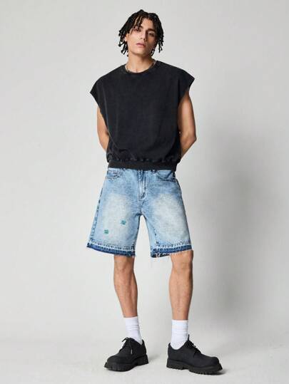 Grunge Punk Débardeur décontracté ample de couleur unie pour hommes