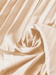 SHEIN Clasi 1pc Rivets Decorated Hem Pleated Commuter Dress For Women, Long Sleeve Maxi Women Outfit Fall Cloth For Women - Apricot - View 5