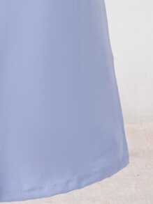 Vestido nuevo de verano de moda para niña joven con cuello de solapa abotonado, mangas abullonadas, pliegues en la cintura y boina dulce, adecuado para vacaciones en la playa y el transporte diario