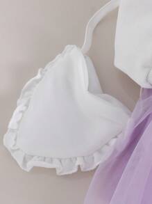 Infant/Toddler Girls' Cute Mesh Tulle Dress With Furry Heart Decor, Sweet Style For Spring/Autumn - Purple - View 3