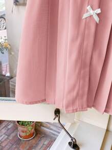 SHEIN 可爱 Babygirl 夏季粉色彼得潘领蝴蝶结短袖连衣裙 - 粉色 - 查看 7