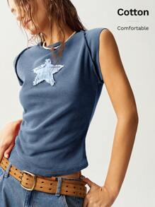 Bohemela 纯色针织休闲修身女式吊带背心 - 藍色 - 查看 7