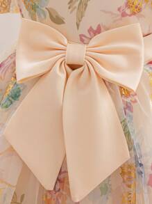 Cute Baby Girl Elegant Butterfly Pattern Organza Short Sleeve Dress, Summer