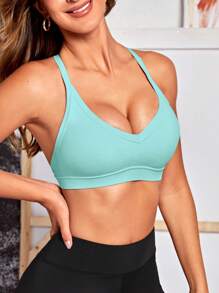 Menodora SHEIN Sport Reggiseno sportivo da donna di colore unito, adatto per attività fisica quotidiana
