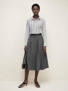 BizChic Nueva blusa elegante a rayas negras y blancas para mujeres, adecuada para uso diario, trabajo, citas, transporte, vacaciones, primavera/verano