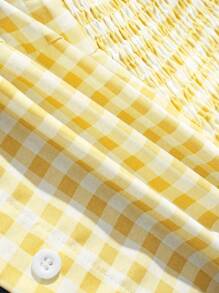 Sweetra Hong Kong Style Plaid Spaghetti Strap Bowknot Cami Top Sexy Backless Sleeveless For Women - Yellow - View 4