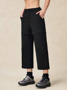 OutZeal Pantalón impermeable y resistente al desgarro de nailon para senderismo 3 en 1, con cintura ajustable, tiro alto, bolsillo con cremallera, longitud completa y bermudas