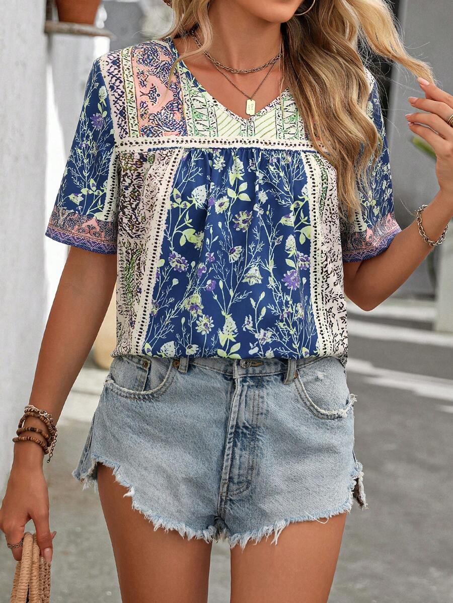 EMERY ROSE Camisa informal con estampado floral para mujer de vacaciones