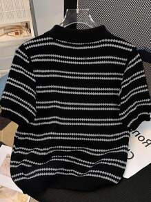 Manfinity Dauomo Men's Striped Polo Collar Short Sleeve Casual Knit Top - Multicolor - View 3