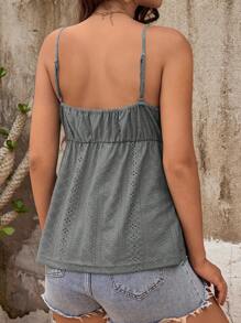 SHEIN Maternity Vacation Contrast Lace Ruffle Camisole - Grey - View 2