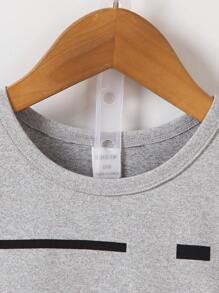 SHEIN Chàng trai trẻ Sọc Vòng cổ Ngắn tay Áo thun Và Bộ quần short - Xám - Xem 3