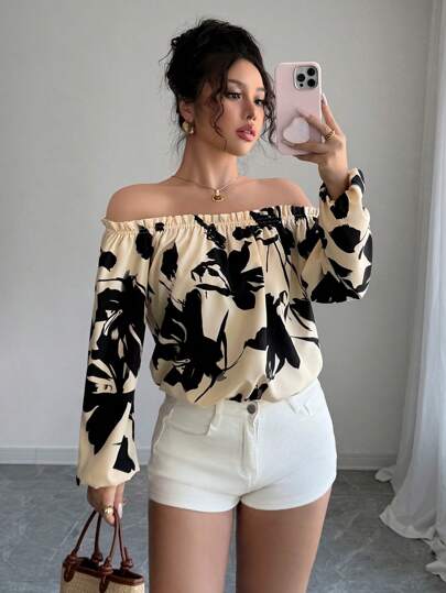 Breezaya Camisa casual de hombros descubiertos, minimalista y de moda, adecuada para el verano