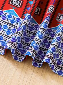 SHEIN Young Girls Print Detailed Long Dress